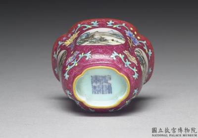 图片[3]-Cup with landscape on red ground in falangcai polychrome enamels, Qing dynasty, Qianlong reign (1736-1795)-China Archive